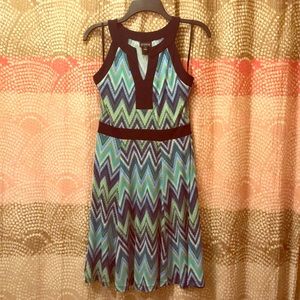 Navy/Green Striped Dress